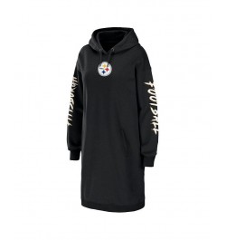 Women's Black Pittsburgh Steelers Hoodie Dress Black $43.70 Dresses