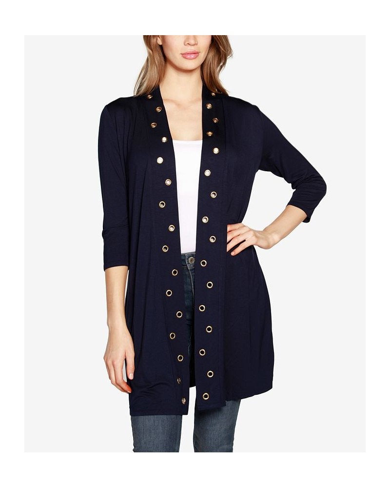 Grommet-Trim Duster Cardigan Navy $14.35 Tops