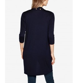 Grommet-Trim Duster Cardigan Navy $14.35 Tops