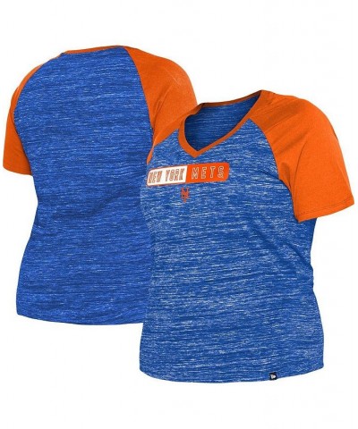 Women's Blue New York Mets Plus Size Space Dye Raglan V-Neck T-shirt Blue $29.57 Tops