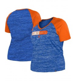 Women's Blue New York Mets Plus Size Space Dye Raglan V-Neck T-shirt Blue $29.57 Tops