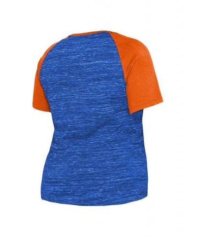 Women's Blue New York Mets Plus Size Space Dye Raglan V-Neck T-shirt Blue $29.57 Tops