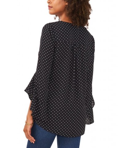 Women's Printed V-Neck Flutter Sleeve Top Rich Black $34.87 Tops