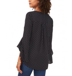 Women's Printed V-Neck Flutter Sleeve Top Rich Black $34.87 Tops