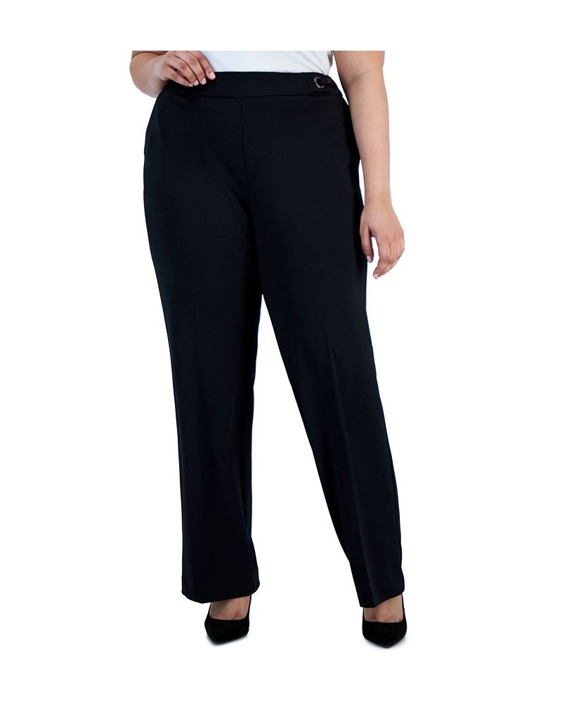 Plus Size Twill Stretch Pull-On Pants Black $43.56 Pants