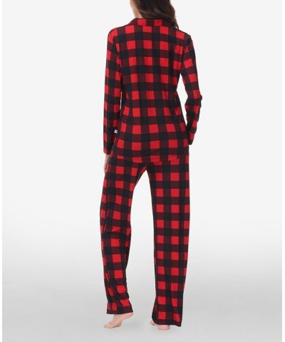 Women's Printed Notch Collar Pajama Set Red Buffalo Check $35.15 Sleepwear