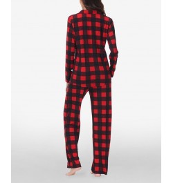 Women's Printed Notch Collar Pajama Set Red Buffalo Check $35.15 Sleepwear