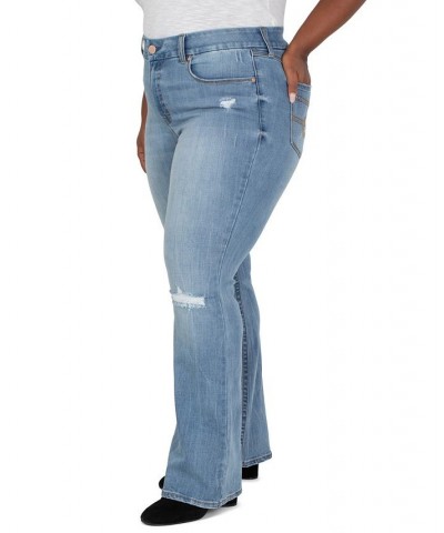 Plus Size Tummyless High Rise Flare Jeans Laguna $49.50 Jeans