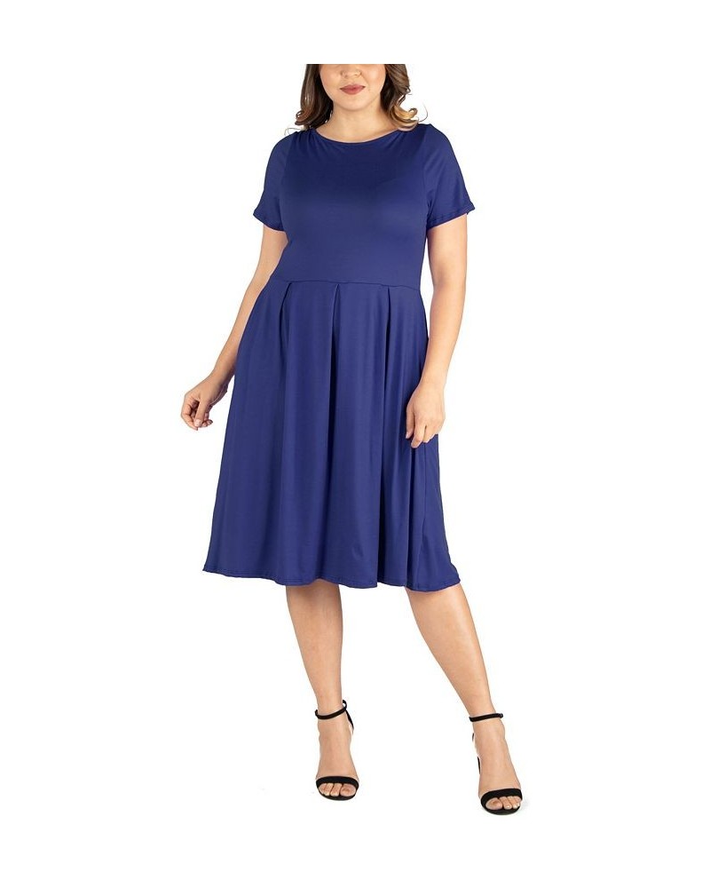 Plus Size Short Sleeve Midi Dress with Pockets Taupe $23.84 Dresses