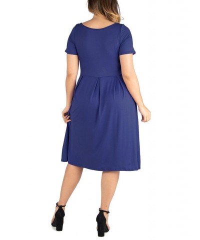 Plus Size Short Sleeve Midi Dress with Pockets Taupe $23.84 Dresses