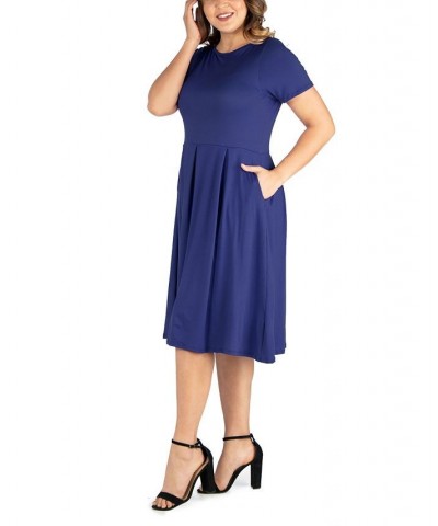 Plus Size Short Sleeve Midi Dress with Pockets Taupe $23.84 Dresses