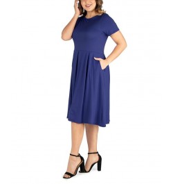 Plus Size Short Sleeve Midi Dress with Pockets Taupe $23.84 Dresses