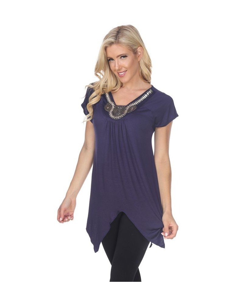 Women's Fenella Embellished Tunic top Blue $28.09 Tops