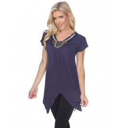 Women's Fenella Embellished Tunic top Blue $28.09 Tops