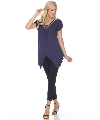 Women's Fenella Embellished Tunic top Blue $28.09 Tops