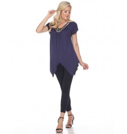 Women's Fenella Embellished Tunic top Blue $28.09 Tops