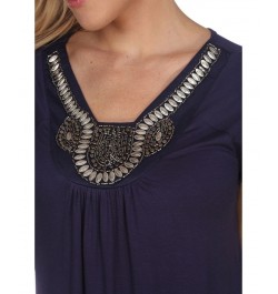 Women's Fenella Embellished Tunic top Blue $28.09 Tops