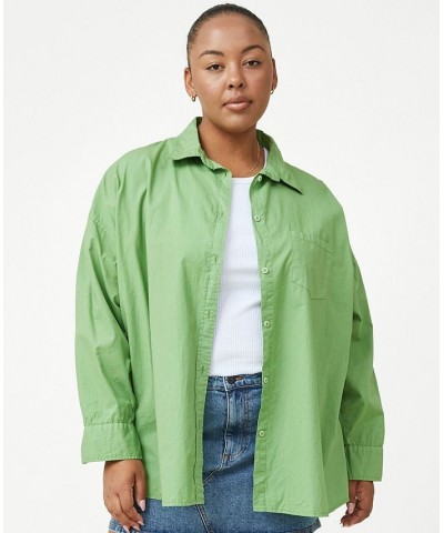 Plus Size Trendy Dad Shirt Camper Green $11.96 Tops