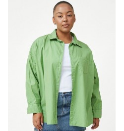 Plus Size Trendy Dad Shirt Camper Green $11.96 Tops