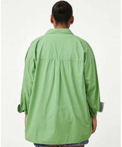 Plus Size Trendy Dad Shirt Camper Green $11.96 Tops