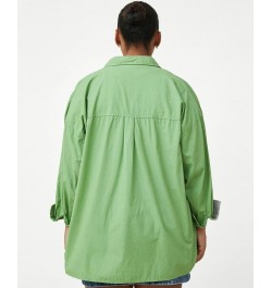 Plus Size Trendy Dad Shirt Camper Green $11.96 Tops