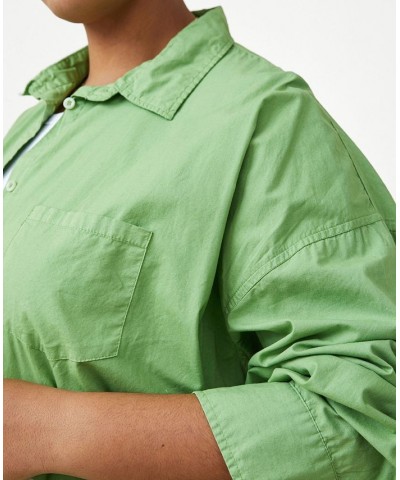 Plus Size Trendy Dad Shirt Camper Green $11.96 Tops