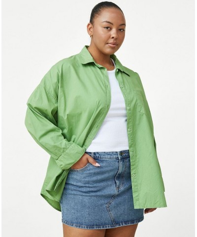 Plus Size Trendy Dad Shirt Camper Green $11.96 Tops