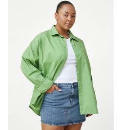 Plus Size Trendy Dad Shirt Camper Green $11.96 Tops