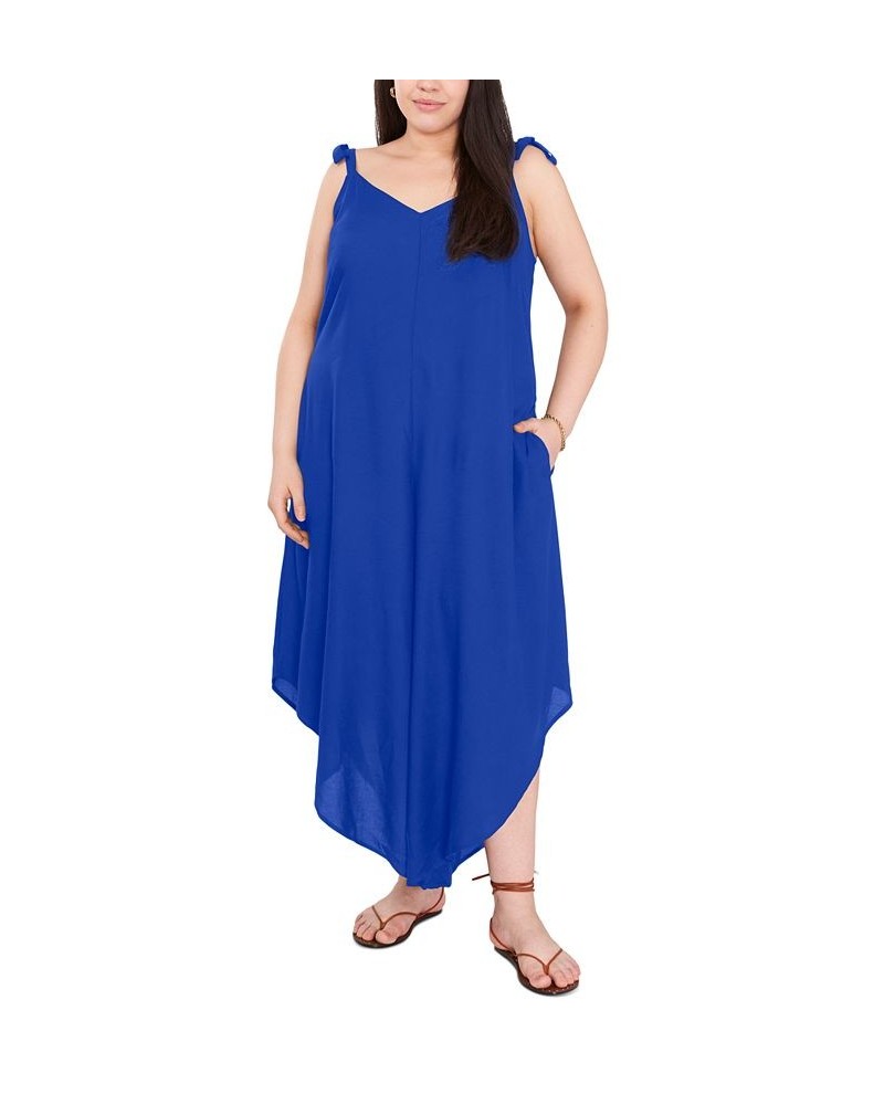 Plus Size Angled-Hem Tie-Strap Jumpsuit Cobalt $44.50 Dresses