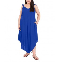 Plus Size Angled-Hem Tie-Strap Jumpsuit Cobalt $44.50 Dresses