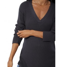 Women's Maternity Side Zip Nursing Sweater Gray $46.44 Sweaters