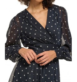 Petite Polka Dot Chiffon Fit & Flare Dress Sky Captain.white Cap $31.57 Dresses