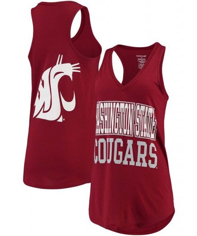 Women's Crimson Washington State Cougars Two-Hit At Ease V-Neck Tank Top Crimson $16.72 Tops