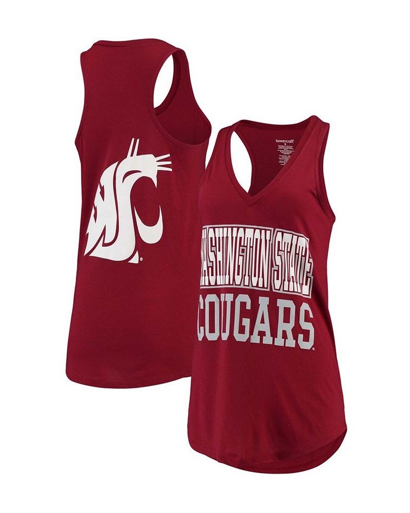 Women's Crimson Washington State Cougars Two-Hit At Ease V-Neck Tank Top Crimson $16.72 Tops