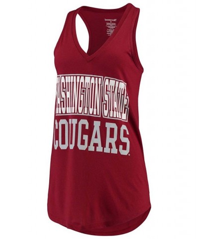 Women's Crimson Washington State Cougars Two-Hit At Ease V-Neck Tank Top Crimson $16.72 Tops