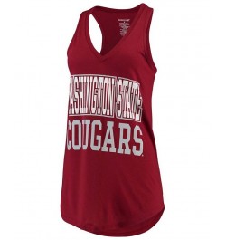 Women's Crimson Washington State Cougars Two-Hit At Ease V-Neck Tank Top Crimson $16.72 Tops