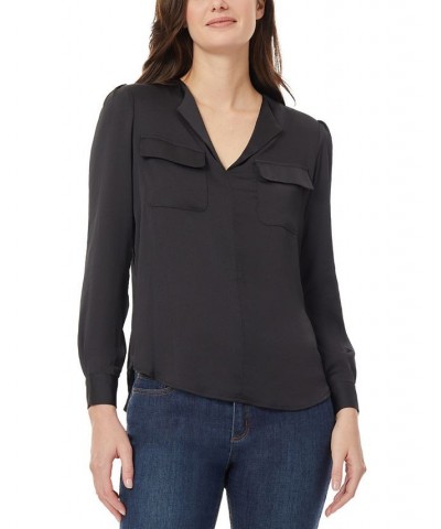 Women's Simplified Utility Blouse Black $24.61 Tops