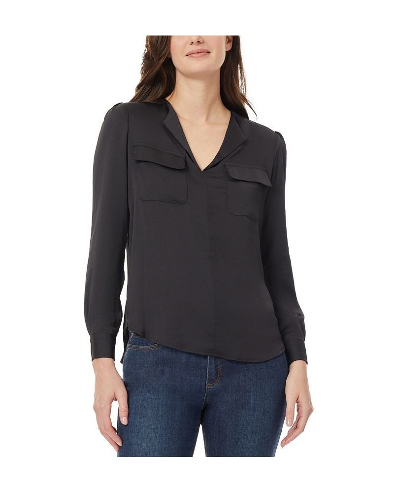 Women's Simplified Utility Blouse Black $24.61 Tops