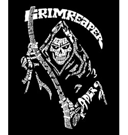 Women's Grim Reaper Word Art Crew Neck Sweatshirt Black $20.50 Tops