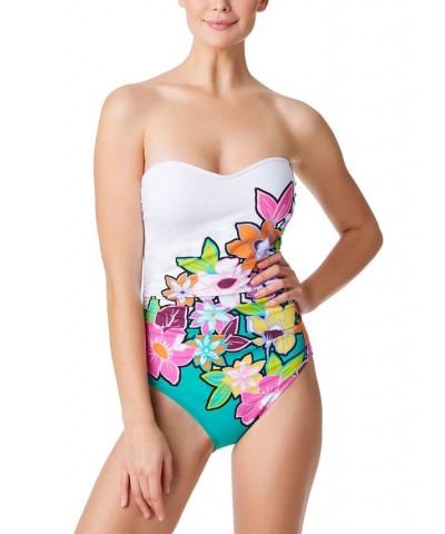Women's Color Crush Shirred One-Piece Swimsuit White Multi $65.33 Swimsuits