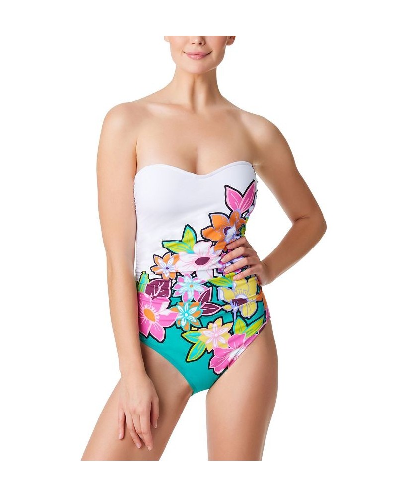 Women's Color Crush Shirred One-Piece Swimsuit White Multi $65.33 Swimsuits