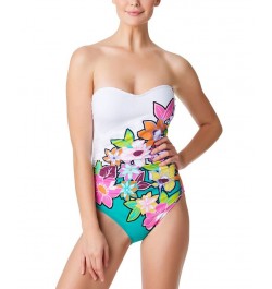 Women's Color Crush Shirred One-Piece Swimsuit White Multi $65.33 Swimsuits