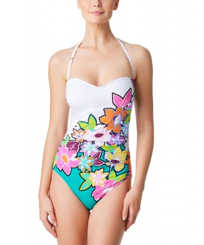 Women's Color Crush Shirred One-Piece Swimsuit White Multi $65.33 Swimsuits