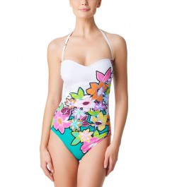 Women's Color Crush Shirred One-Piece Swimsuit White Multi $65.33 Swimsuits