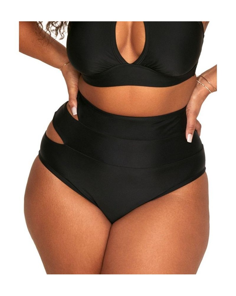 Demi Women's Plus-Size Swimwear High waist Bikini Bottom Black $13.22 Swimsuits