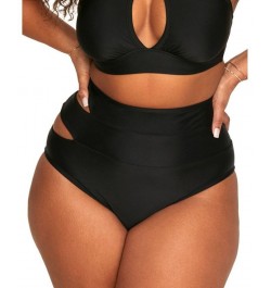 Demi Women's Plus-Size Swimwear High waist Bikini Bottom Black $13.22 Swimsuits