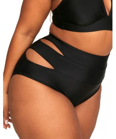 Demi Women's Plus-Size Swimwear High waist Bikini Bottom Black $13.22 Swimsuits