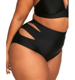 Demi Women's Plus-Size Swimwear High waist Bikini Bottom Black $13.22 Swimsuits