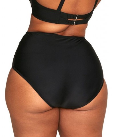 Demi Women's Plus-Size Swimwear High waist Bikini Bottom Black $13.22 Swimsuits