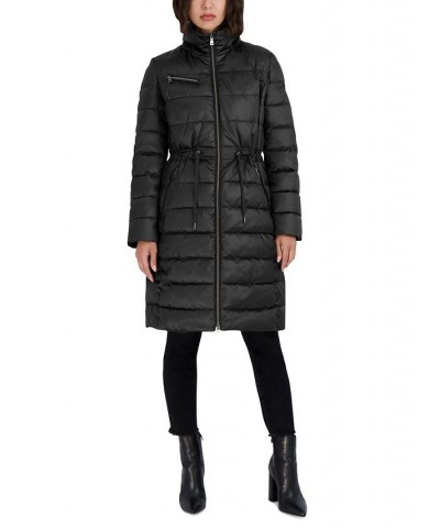 Women's Faux-Fur-Trim Hooded Puffer Coat Black $76.80 Coats